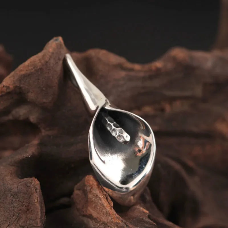 925 Sterling Silver Calla Lily Flowers Pendant Necklace Vintage Accessory