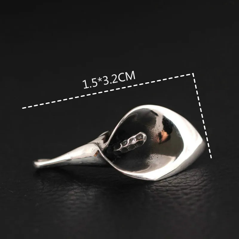 925 Sterling Silver Calla Lily Flowers Pendant Necklace Vintage Accessory