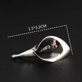 925 Sterling Silver Calla Lily Flowers Pendant Necklace Vintage Accessory