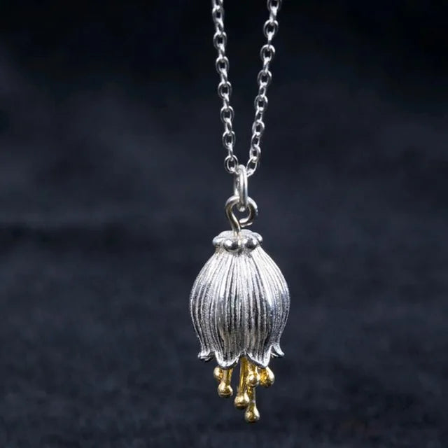 925 Silver Campanula Pendant Necklace for Women
