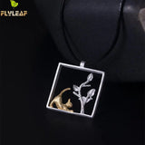 925 Silver Cat Pendant Necklace for Women Party Accessories