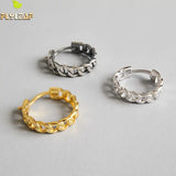 925 Silver Chain Hoop Earrings 18k Plated Women Party Accessories