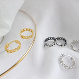 925 Silver Chain Hoop Earrings 18k Plated Women Party Accessories