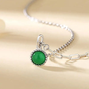 925 Silver Chrysoprase Heart Pendant Necklace Women Accessories