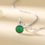 925 Silver Chrysoprase Heart Pendant Necklace Women Accessories