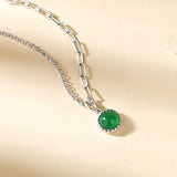 925 Silver Chrysoprase Heart Pendant Necklace Women Accessories
