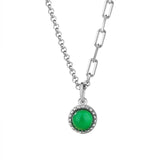 925 Silver Chrysoprase Heart Pendant Necklace Women Accessories
