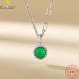 925 Silver Chrysoprase Heart Pendant Necklace Women Accessories