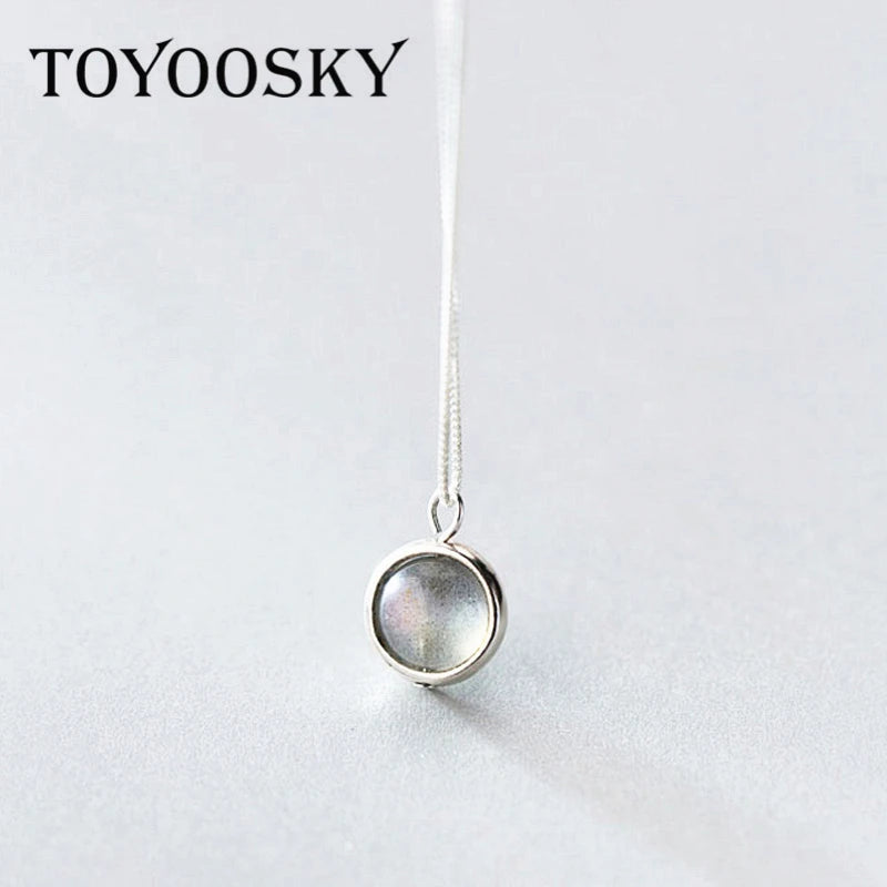 925 Sterling Silver Moonstone Pendant Necklace Lady's Gift