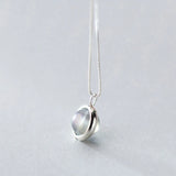 925 Sterling Silver Moonstone Pendant Necklace Lady's Gift