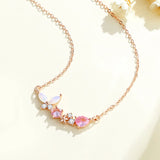 925 Silver Butterfly Pendant Necklace with Colored Zircon, Platinum Plating