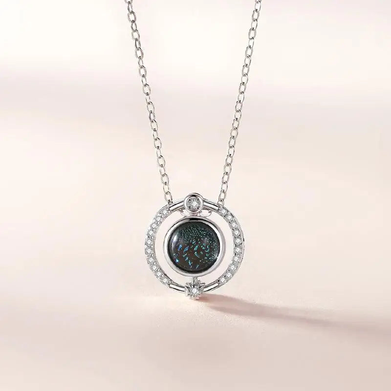 925 Silver Glaze Bead Pendant Necklace Women Rose Plating Accessories