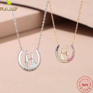 925 Silver Couple Dating Lovers Necklace Romantic Accessories