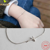Real 925 Sterling Silver Cross Charm Bracelet For Women