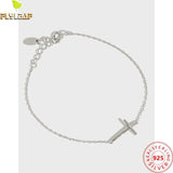 Real 925 Sterling Silver Cross Charm Bracelet For Women