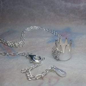 925 Silver Crown Pendant Necklace 18k Plating Women Femme Accessory