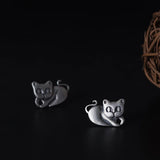 925 Silver Cat Stud Earrings for Women