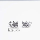 925 Silver Cat Stud Earrings for Women