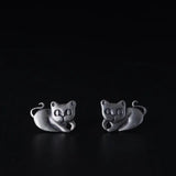 925 Silver Cat Stud Earrings for Women