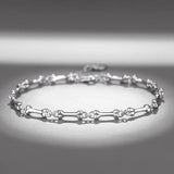 925 Silver Dog Bone Chain Bracelet Platinum Plated Womens Jewelry