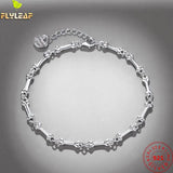 925 Silver Dog Bone Chain Bracelet Platinum Plated Womens Jewelry