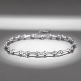 925 Silver Dog Bone Chain Bracelet Platinum Plated Womens Jewelry