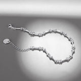 925 Silver Dog Bone Chain Bracelet Platinum Plated Womens Jewelry