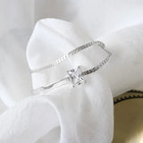 925 Silver Double Chain Charm Bracelet Zircon Femme