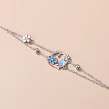 925 Silver Moonstone Flower Bracelet Platinum Plated