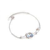 925 Silver Moonstone Flower Bracelet Platinum Plated