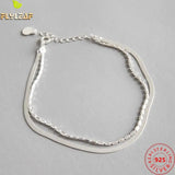 925 Silver Double Layer Snake Bone Chain Bracelets for Women