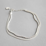925 Silver Double Layer Snake Bone Chain Bracelets for Women