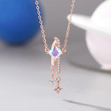 925 Sterling Silver Dream Star Pendant Necklace Women Rose Plating