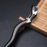 925 Silver Ebony Butterfly Hair Sticks Women Chinese Hanfu Hair Accessories