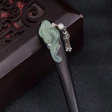 925 Silver Ebony Jade Tassel Wishes Hair Sticks Chinese Style Hanfu Accessories