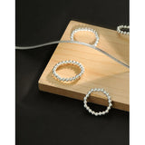 925 Sterling Silver Elastic Rope Bead Anxiety Rings for Women