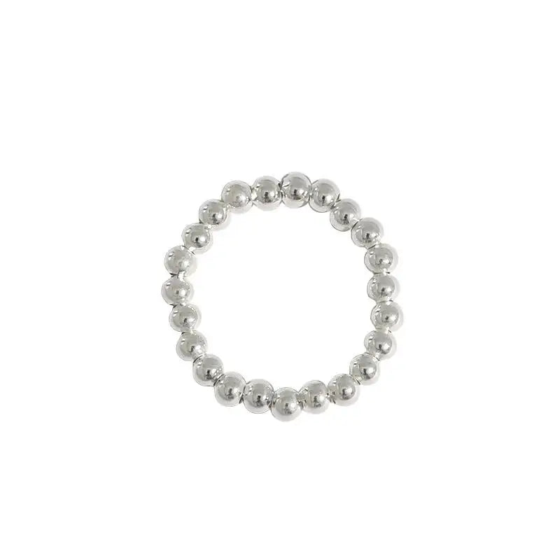 925 Sterling Silver Elastic Rope Bead Anxiety Rings for Women