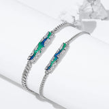 925 Silver Enamel Aurora Couple Open Bracelet Romantic Accessories