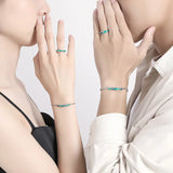 925 Silver Enamel Aurora Couple Open Bracelet Romantic Accessories