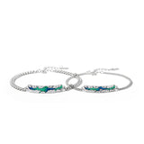 925 Silver Enamel Aurora Couple Open Bracelet Romantic Accessories