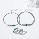 925 Silver Enamel Aurora Couple Open Bracelet Romantic Accessories