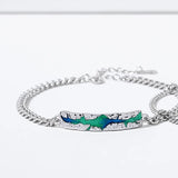 925 Silver Enamel Aurora Couple Open Bracelet Romantic Accessories