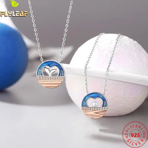 925 Silver Enamel Fish Couple Necklace for Romantic Couples