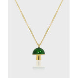 925 Sterling Silver Enamel Mushroom Pendant Necklace for Women