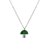 925 Sterling Silver Enamel Mushroom Pendant Necklace for Women