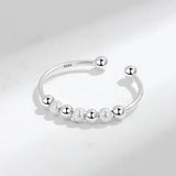 925 Sterling Silver Fidget Matte Bead Ring for Women Anxiety Relief Jewelry