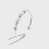 925 Sterling Silver Fidget Matte Bead Ring for Women Anxiety Relief Jewelry