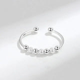 925 Sterling Silver Fidget Matte Bead Ring for Women Anxiety Relief Jewelry