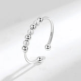 925 Sterling Silver Fidget Matte Bead Ring for Women Anxiety Relief Jewelry