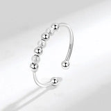 925 Sterling Silver Fidget Matte Bead Ring for Women Anxiety Relief Jewelry